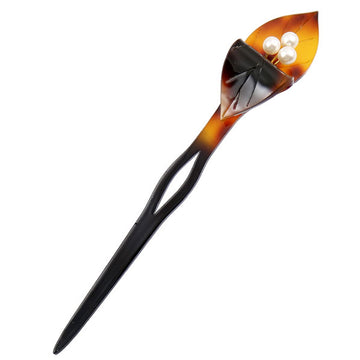 Acrylic 3D Leaves Hair Stick with Pearls